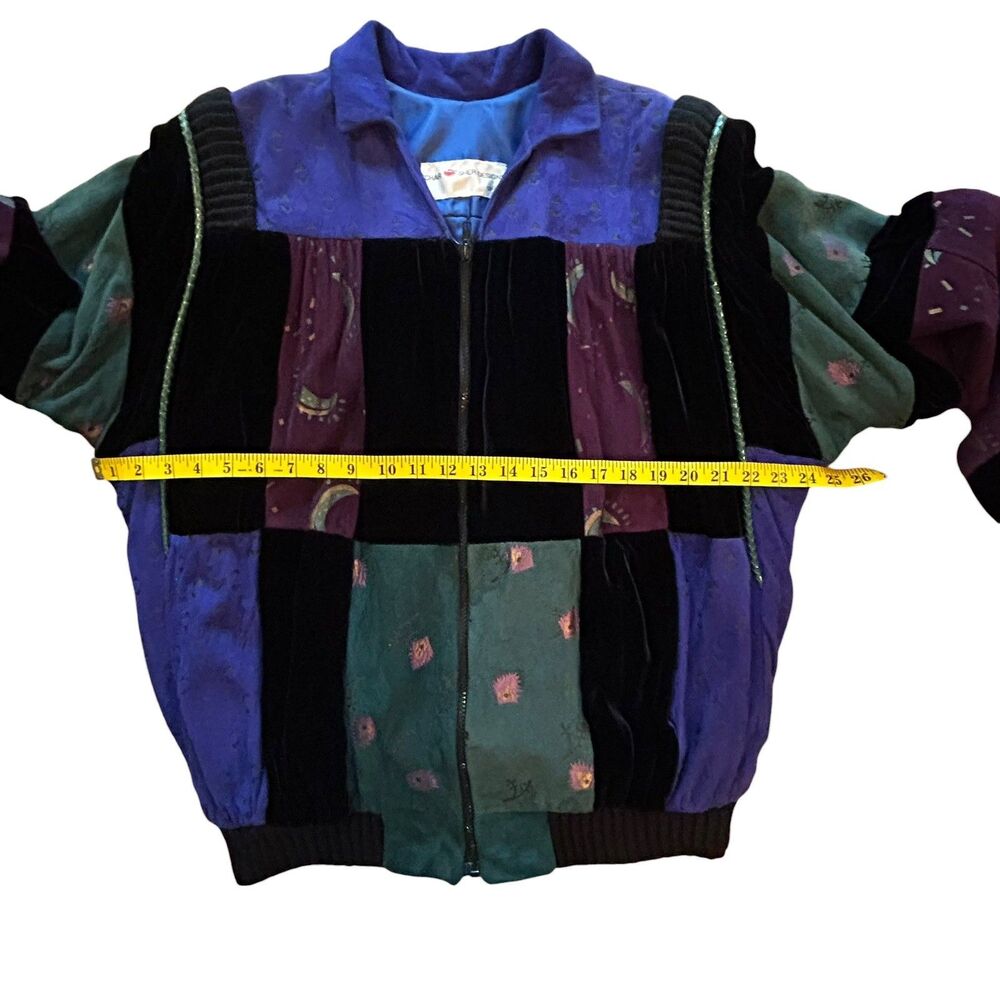 Vintage CHAR SHER Coat Size M Santa Fe Suede Aztec Art to Wear Jacket Bomber - Picture 11 of 14